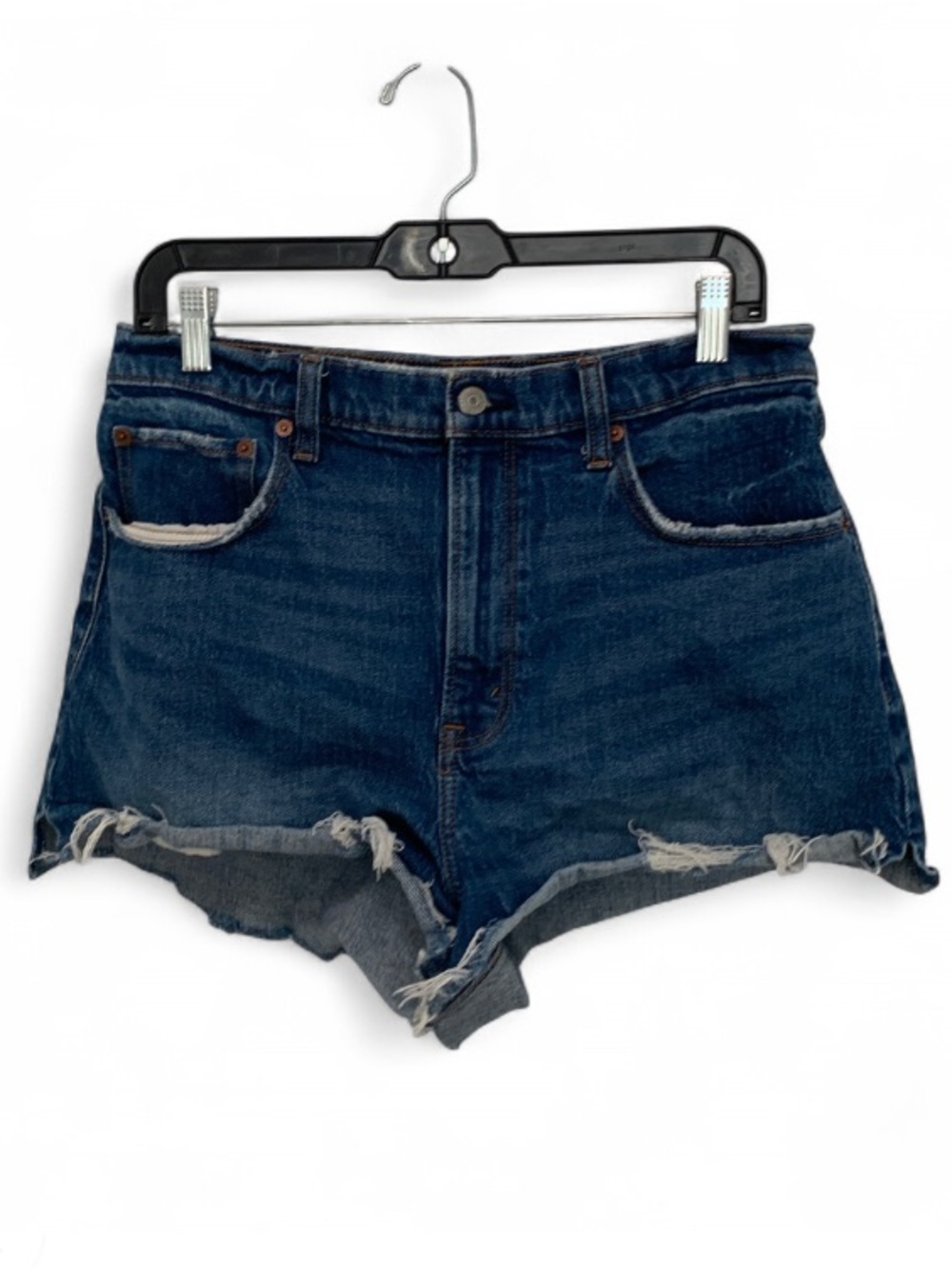 Abercrombie & Fitch Distressed High Rise Cutoff Dark Blue Denim Shorts